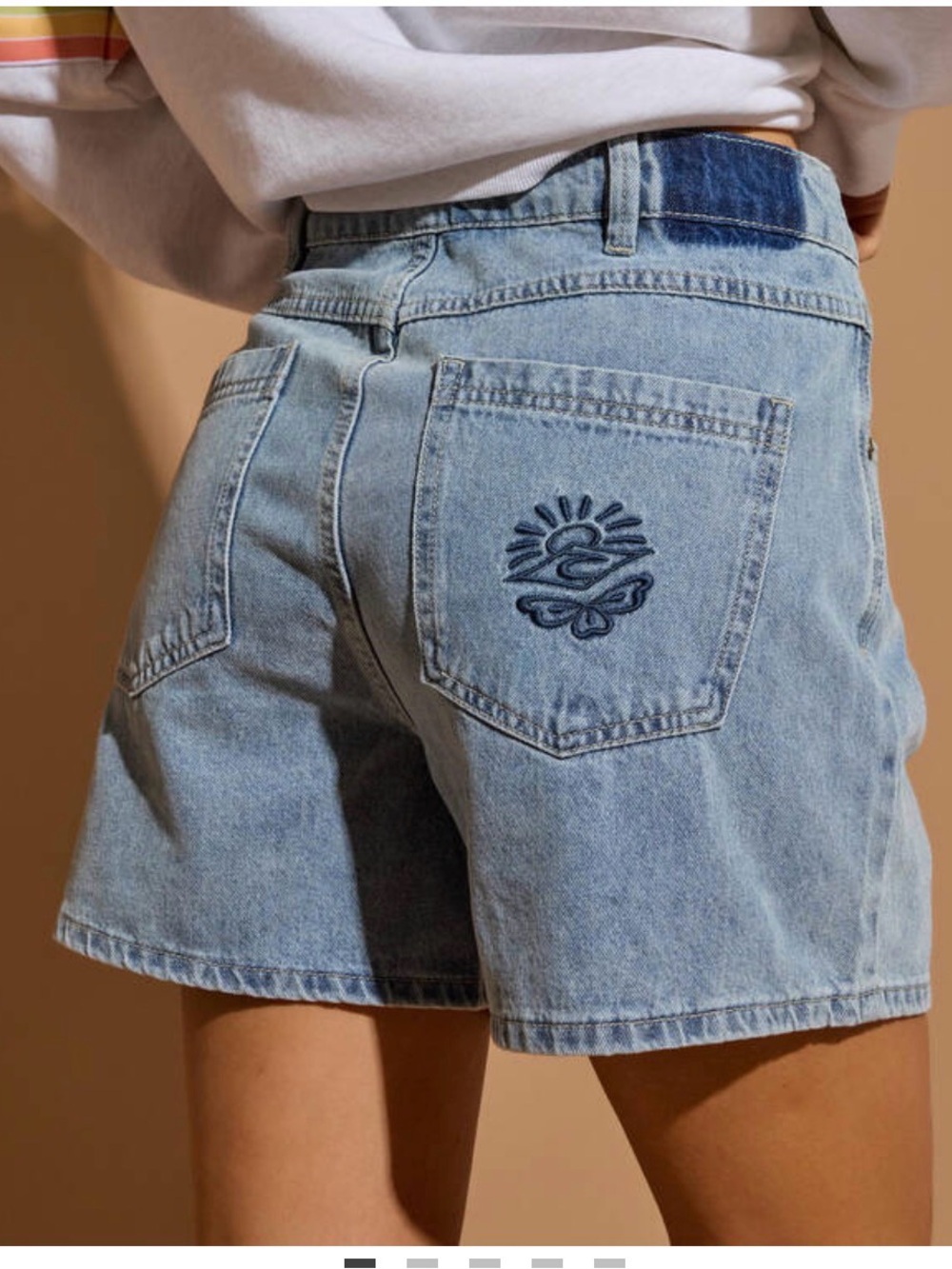 Rip Curl Light Blue Denim Shorts with Embroidered Back Detail